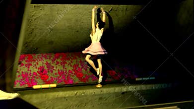 Ballerina music box lit by candle