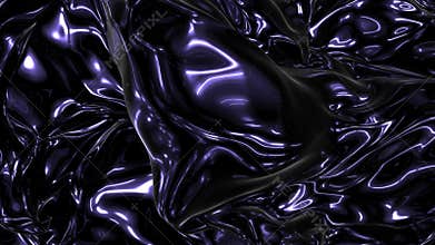 Shimmering black and purple liquid cascades down wall, intriguingly mysterious