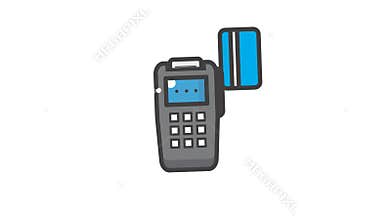 There is a credit card and a phone on a white background