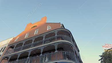Elements of French Quarter, outdoor market stalls on sunset time. New Orleans, Louisiana. USA 8 apr, 2024