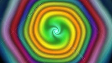 Spectrum layered hexagon with round corners rotating.