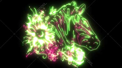 neon animation of Zebra head