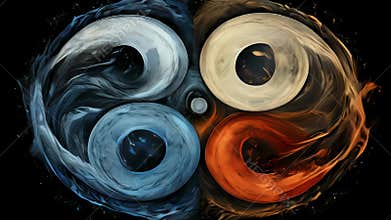The four elements are fire, air, earth, and fire. painted animation of the interaction and balance of the elements in