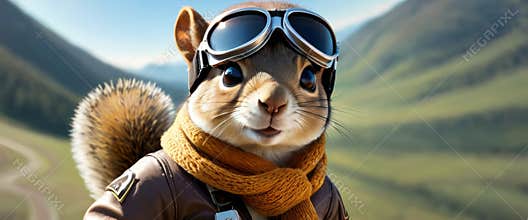Adventurous Squirrel in Pilot Attire