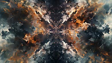 A digital artwork of a symmetrical pattern being disrupted by a chaotic asymmetrical force symbolizing the idea of