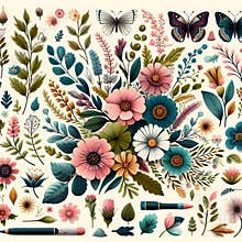 Butterfly Set in Cliparts Flowers packs