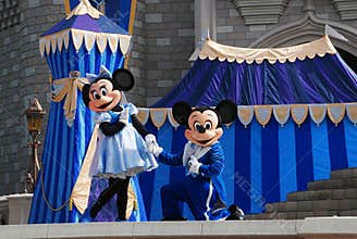 Mickey and Minnie in magic kingdom