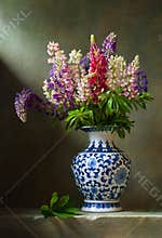Still life with flowers lupine