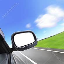 Car and rear view mirror