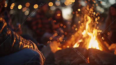 A group gathered around a campfire sharing stories and bonding as a theutic experience in adventure therapy