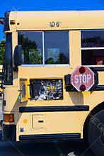 Older School Bus With Open Electronics Panel