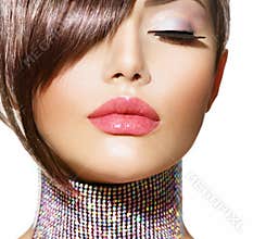 Hairstyle. Beauty Model Girl