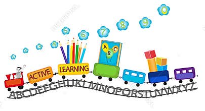 Active learning for preschool kids colorful train
