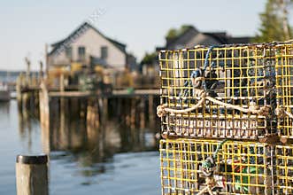 Lobster pots and wharf