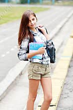 Back to school teen girl outdoor