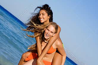 Fun laughing on beach vacation