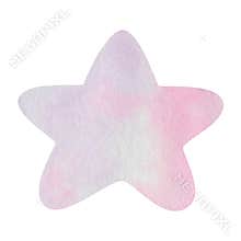 Watercolor illustration hand painted star with round edges of tender pink and violet colors isolated on white. Clip art design