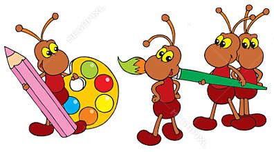 Ants artists (vector clip-art)