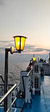 beautiful views of the sea, sky and lights in the morning on the ship