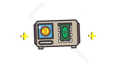 Animated of a coin machine with a dollar in it