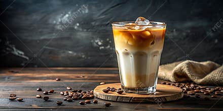 Vietnamese iced coffee sweetened condensed milk and ice in the glass Asian summer local food and beverages  Generative By AI