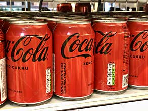 Coca-Cola canes on shelfs