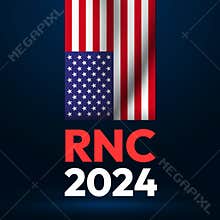 RNC 2024 with Waving USA flag upside down background