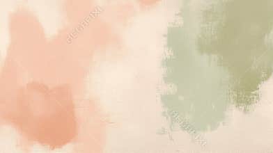 Peach and green abstract painted canvas texture background, with visible brush strokes. Perfect for any project needing