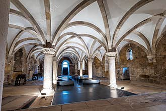 The monks hall of Alcobaca monastery, Mosteiro de Santa Maria de Alcobaca at Alcobaca, Portugal