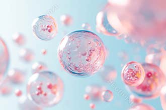 Minimalistic illustration of exosomes in a soft, dreamy design for scientific exploration