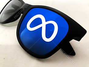 Meta futuristic VR glasses, new technology editorial background.