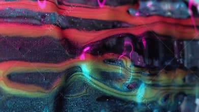 Vertical ink skull neon skeleton paint drip head