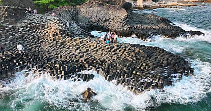 Aerial view of Giant\'s Causeway in Phu Yen, Vietnam