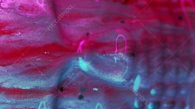 Vertical paint skull glitter fluid spill red blue