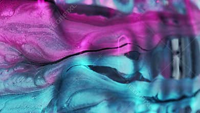 Vertical ink skull neon skeleton blue pink black