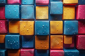 Vibrant mosaic of geometric shapes abstract blocks representing creative thinking from above