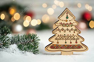 christmas tree doodles, hand-drawn doodle christmas tree clipart with cute jingle bells decorations, set on a snowy