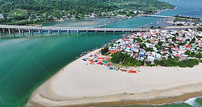 Aerial view of Lang Co bay and beach, Hai Van pass, Lap An lagoon, Hue, Vietnam.