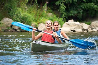 Women kayaking