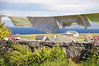 Laundry hang to dry in Aran islands, Ireland