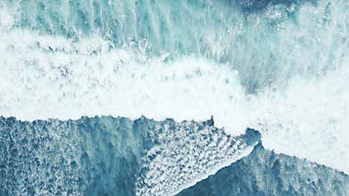 Top View Blue Ocean with Big Waves Water Background