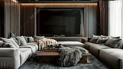 Modern Dark and Moody Home Theater