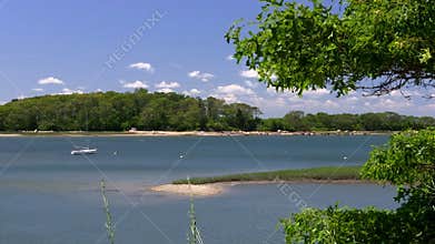 Boat in quiet lagoon on cape cod