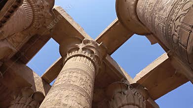 Ancient pillars with hieroglyphics in Egypt