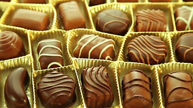 Chocolates box, tasty pralines background