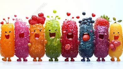 Cheerful cartoon digestive enzymes joyfully breaking food engaging and educational illustration childrens understanding