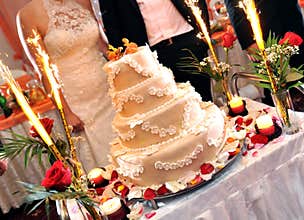 Wedding cake with fireworks