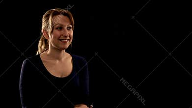 Blond pretty woman enjoys her electric cigarette