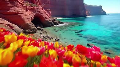 Focus on colorful landscapes, such as flower fields, painted deserts, and vibrant coral reefs