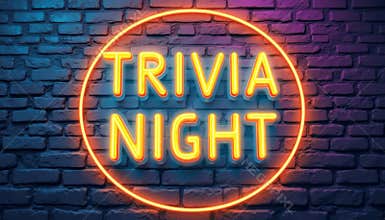 Bright neon sign for Trivia Night